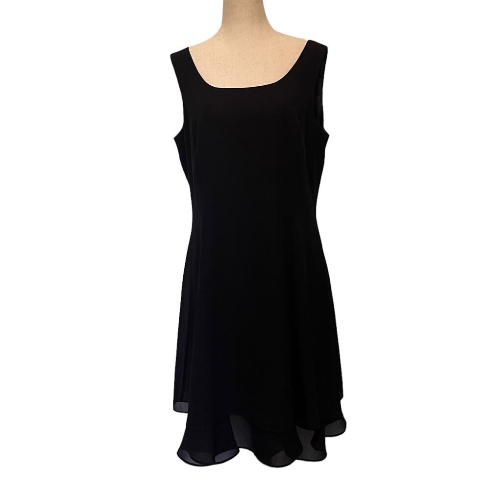 Virgo Chiffon Overlay Little Black Dress Size 10 Whimsygoth Midi Cocktail Sheer